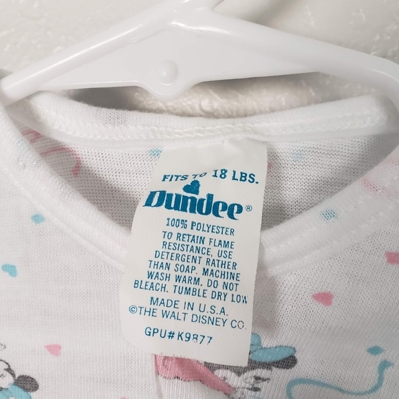 Dundee Vintage Baby One Size Sleep Sack Dress Nightgown White Minnie Mickey 90s - Picture 2 of 6
